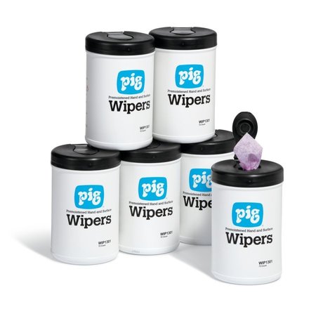 PIG PIG Premoistened Hand and Surface Wiper 432 wipers/case, 72 wipers/disp, 6 disp/case 12" L x 10" W WIP1301